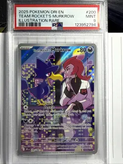 2025 Pokemon DRI EN TEAM ROCKETS MURKROW #200 PSA 9 MINT Illustration Rare - Image 1