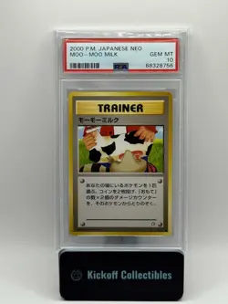 2000 Pokemon Japanese Neo Genesis Moo-Moo Milk Trainer (Banned) PSA 10 - Image 1