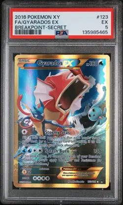2016 POKEMON XY BREAKPOINT SECRET #123 FULL ART/GYARADOS EX PSA 5 - Image 1