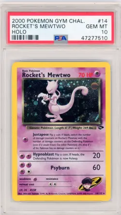 Pokemon 2000 Gym Challenge Rockets Mewtwo Holo #14 PSA 10 Mint - Image 1