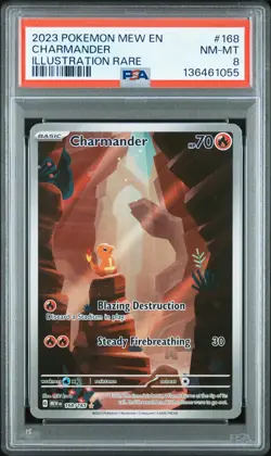 2023 Pokemon Mew En-151 #168 Charmander Illustration Rare PSA 8 - Image 1