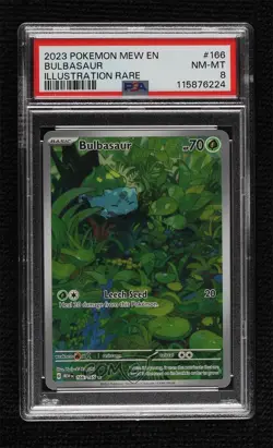 Bulbasaur Illustration Rare Pokemon Scarlet & Violet 151 MEW PSA 8 - Image 1