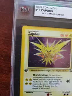 Zapdos 1st Edition Fossil Holo Pokemon Card Base WOTC PSA BGS KSA 8 NM - Image 2