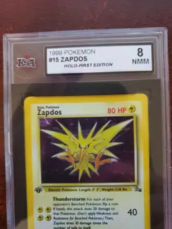 Zapdos 1st Edition Fossil Holo Pokemon Card Base WOTC PSA BGS KSA 8 NM - Image 3