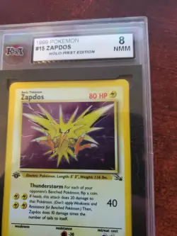 Zapdos 1st Edition Fossil Holo Pokemon Card Base WOTC PSA BGS KSA 8 NM - Image 4