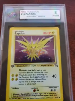 Zapdos 1st Edition Fossil Holo Pokemon Card Base WOTC PSA BGS KSA 8 NM - Image 5