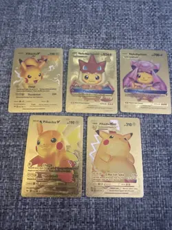 Set of 5 Mixed Pokemon - Pikachu Gold Foil Cards NM/M - Image 1