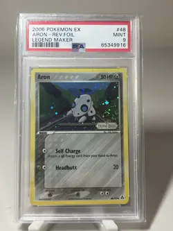 Pokemon TCG Aron Legend Maker Reverse Holo Card 48/92 Stamped PSA 9 - Image 1