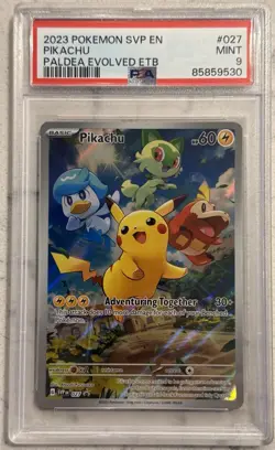 Pokemon TCG Pikachu 027 Promo Holo PSA 9 Sv: Scarlet & Violet Promo Cards - Image 1