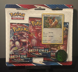 Pokemon TCG Sword & Shield Battle Styles Blister 3 Booster Packs Eevee Promo - Image 1