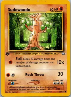 Sudowoodo 77/111 Common Neo Genesis Pokemon 1st Ed Moderately Played - Image 1