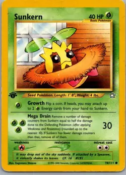 Sunkern 78/111 Common Neo Genesis 1st ed Pokemon Heavily Played - Image 1