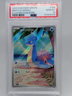Misty’s Lapras 2025 Pokemon DRI EN Illustration Rare 194/182 PSA 10 GEM MINT - Image 1