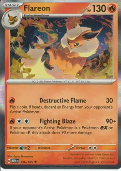 POKEMON - FLAREON - 136/165 - SCARLET & VIOLET 151 - HOLO - Image 1