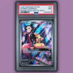 2025 POKEMON SVP EN-SV BLACK STAR PROMO #206 MARNIE'S MORPEKO PSA 9 BATTLE DECK - Image 1