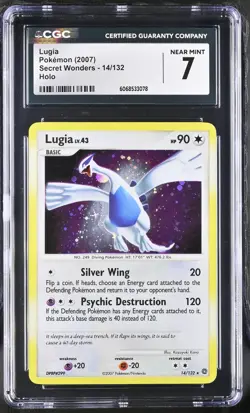 CGC 7 Lugia 2007 Secret Wonders 14/132 Holo Pokemon Card - Image 1