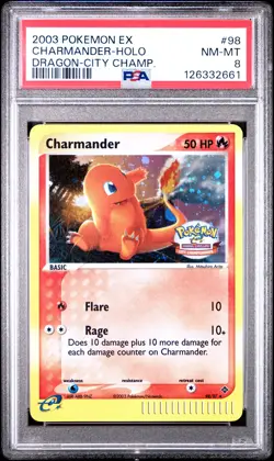 2003 POKEMON EX DRAGON CITY CHAMPIONSHIPS #98 CHARMANDER-HOLO PSA 8 - Image 1