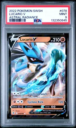 2022 POKEMON SWORD & SHIELD ASTRAL RADIANCE #078 LUCARIO V PSA 9 - Image 1
