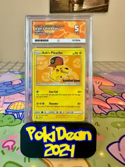 2017 Pokemon Black Star Promo Ash’s Pikachu SM110 | Ace Grading 5 EX - Image 1