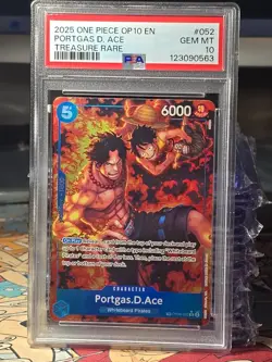 2025 ONE PIECE OP08-052 ROYAL BLOOD PORTGAS D ACE TREASURE RARE PSA 10 GEM MINT - Image 1