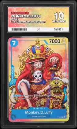 ACE 10 Monkey D. Luffy P-043 2nd Anniversary Tournament Promo One Piece Stamped - Image 1