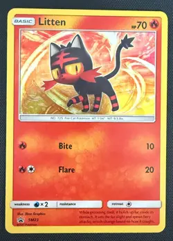 Pokemon TCG Card - Litten SM23 Sun & Moon - Black Star Promo - Image 1
