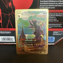 Umbreon Vmax Gold Foil Fan Art Vinyl Textured Collector Card 215/203 - Image 1