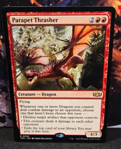 magic the gathering - Parapet Thrasher - Creature - Dragon - Rare - Red - Flying - Image 1