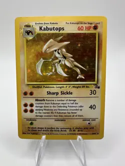 Kabutops 9/62 Fossil Unlimited Holo Rare Vintage Pokemon TCG MP Ken Sugimori - Image 1