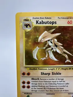 Kabutops 9/62 Fossil Unlimited Holo Rare Vintage Pokemon TCG MP Ken Sugimori - Image 2