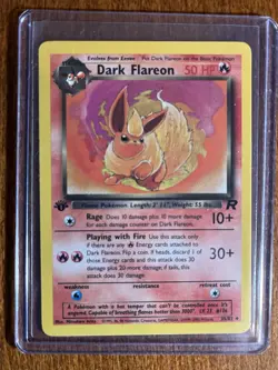 [NM] 2000 Pokemon Team Rocket Dark Flareon 1st Edition #35/82 Uncommon - Image 1