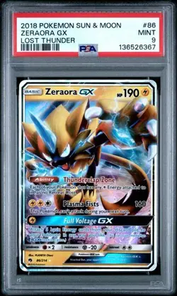 Pokemon 2018 Lost Thunder ZERAORA GX #86 PSA 9 - Image 1