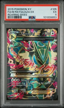 2015 POKEMON XY ROARING SKIES #105 FULL ART/M RAYQUAZA EX PSA 5 - Image 1