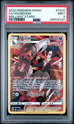 2022 POKEMON SWORD & SHIELD BRILLIANT STARS #TG10 FULL ART/HOUNDOOM - PSA 9 MINT - Image 1