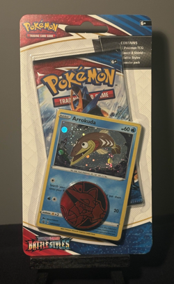 Pokemon Sword & Shield Battle Styles Booster Pack Blister Arrokuda Promo & Coin - Image 1