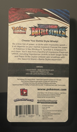 Pokemon Sword & Shield Battle Styles Booster Pack Blister Arrokuda Promo & Coin - Image 2