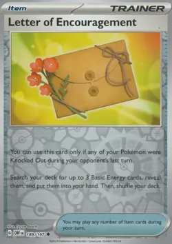 POKEMON - LETTER OF ENCOURAGEMENT - 189/197 - REVERSE HOLO - OBSIDIAN FLAMES - Image 1