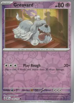 POKEMON - GREAVARD - 100/197 - OBSIDIAN FLAMES - REVERSE HOLO - Image 1
