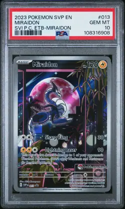 2023 POKEMON SCARLET & VIOLET POKEMON CENTER ETB PROMO SVP #013 MIRAIDON PSA 10 - Image 1