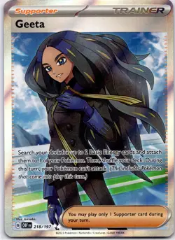 Pokemon TCG Geeta 218/197 Obsidian Flames Full Art Holo Rare Near Mint - Image 1