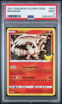2023 Pokemon Celebrations 002/025 Reshiram Holo PSA 9 Mint Rare Card Fresh New - Image 1