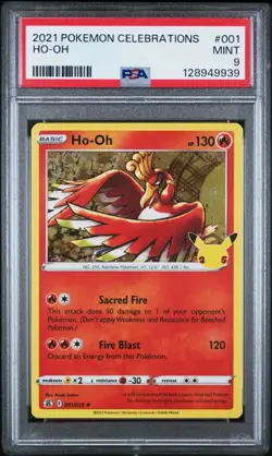 2023 Pokemon Celebrations 001/025 Ho-Oh Holo PSA 9 Mint Rare Card Fresh New foil - Image 1
