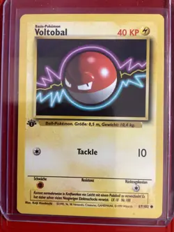 1st Edition VOLTOBAL 67/102 German Base Set Pokemon Card MINT !!! - Image 1