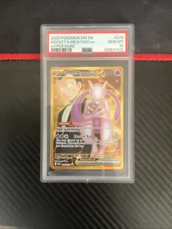 Pokemon Mewtwo EX TCG Team Rockets Full Art Card Hyper Rare 240/182 PSA 10 - Image 1