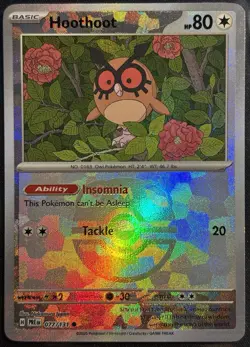 Hoothoot 077/131 - Master Ball Holo Pokemon TCG Prismatic Evolution - M/LP Card - Image 1