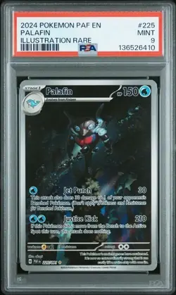 PSA 9 Palafin 225/091 Pokemon Paldean Fates PAF Illustration Rare 2024 MINT - Image 1