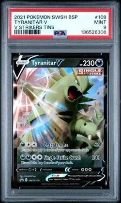 Pokemon V Strikers Tin Promo Tyranitar V SWSH109 PSA 9 - Image 1