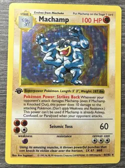 Pokemon TCG Machamp 1st Edition Shadowless Base Set Holo 8/102 - Image 1