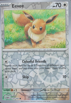 Pokemon TCG - Eevee - Reverse Holo - Scarlet & Violet 151 - 133/165 - Image 1