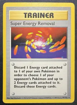 Pokemon TCG Trainer Super Energy Removal 79/102 Base Set Shadowless Rare Vintage - Image 1